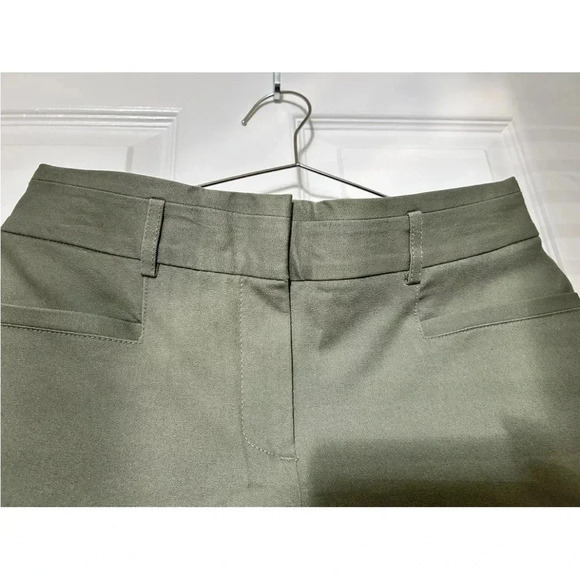 Candies Womens Audrey Cropped Pants Green Mid Rise Stretch Flat Front Pockets 13 - Picture 3 of 4